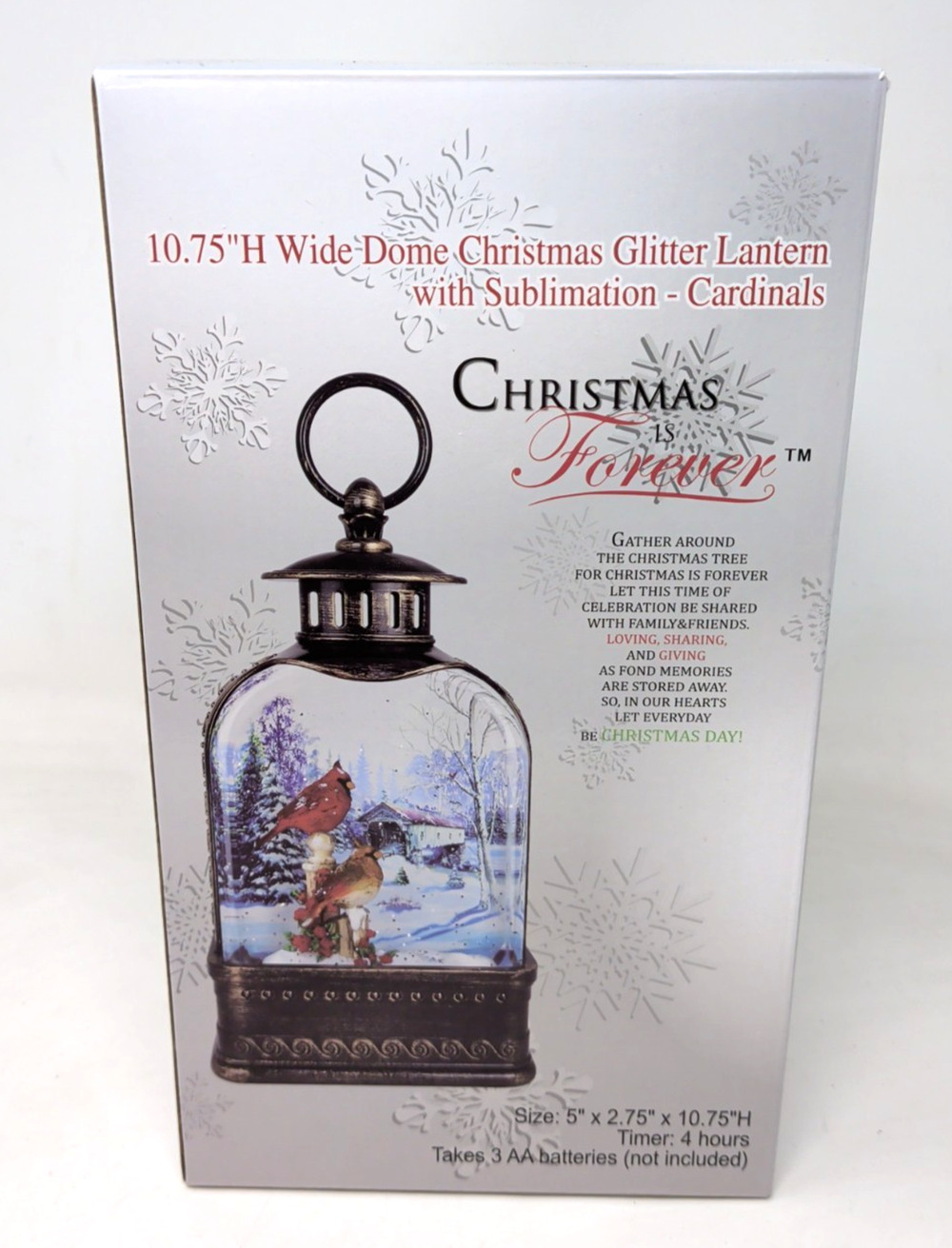 RARE Christmas Is Forever “Cardinals” Glitter Light Up Lantern 10.75"